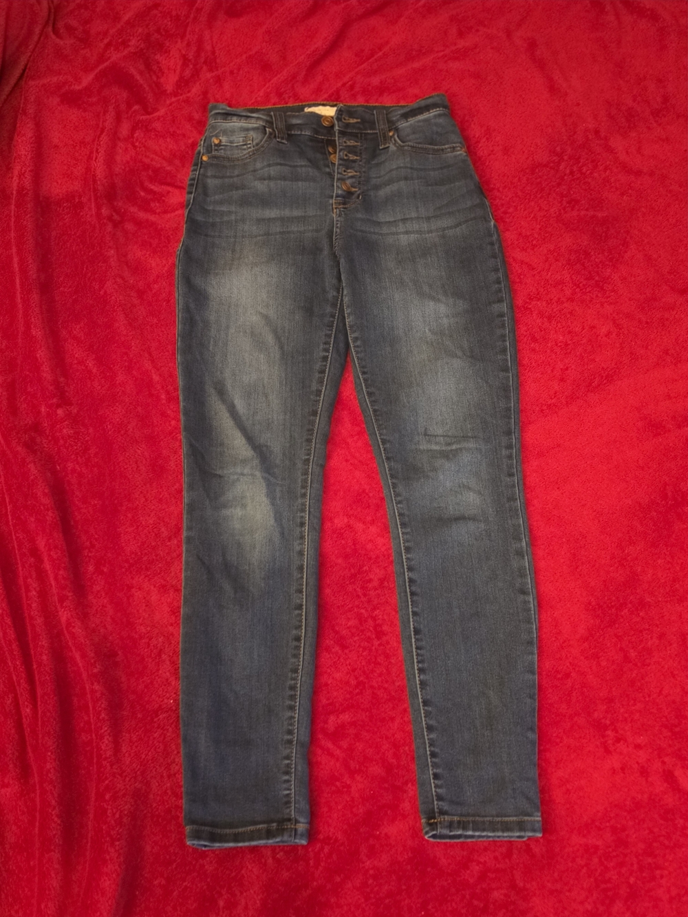 Altar'd State High Rise Exposed Button Fly Skinny Jeans Size 25/1 Medium Wash